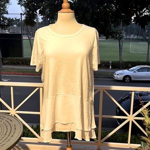 Michael Kors White Tee with layered Hem XXL NWT